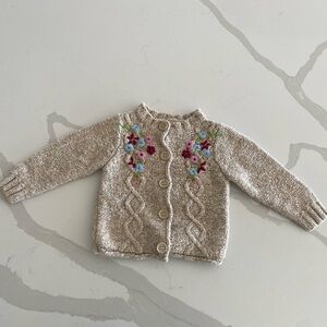 Vintage Faded Glory Kids knit Cardigan with Floral Embroidery